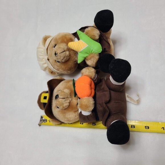 Vintage Russ Berrie Thanksgiving Pilgrim Bear Set Priscilla John Plush Dolls 8" - Picture 5 of 10